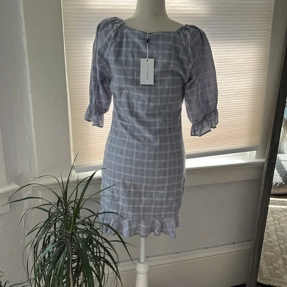 Lovers + Friends Priscilla Blue Plaid Mini Dress size Medium - Picture 6 of 10
